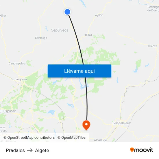 Pradales to Algete map