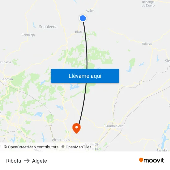 Ribota to Algete map