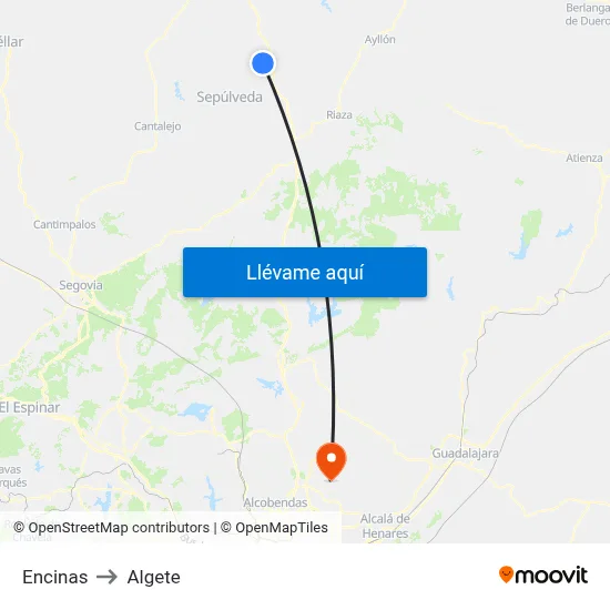 Encinas to Algete map