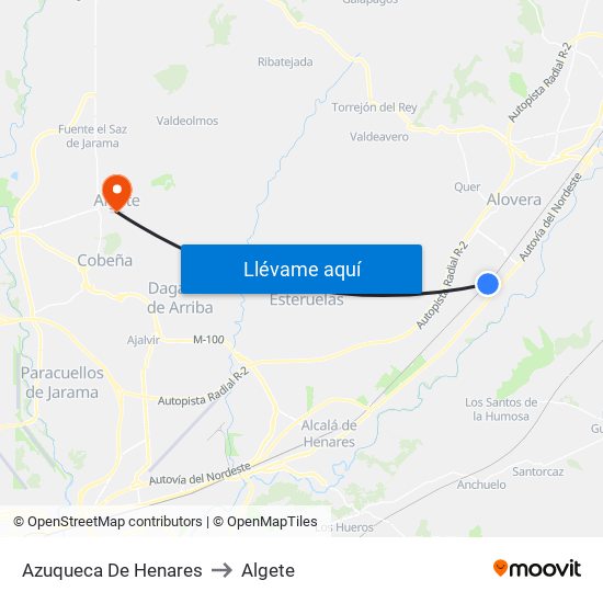 Azuqueca De Henares to Algete map