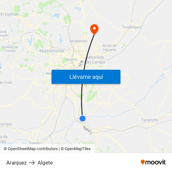 Aranjuez to Algete map
