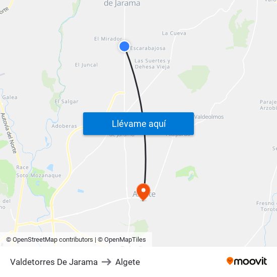 Valdetorres De Jarama to Algete map