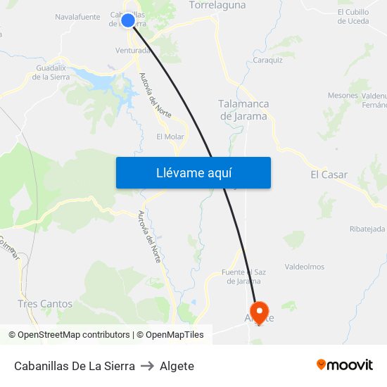 Cabanillas De La Sierra to Algete map