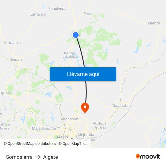 Somosierra to Algete map