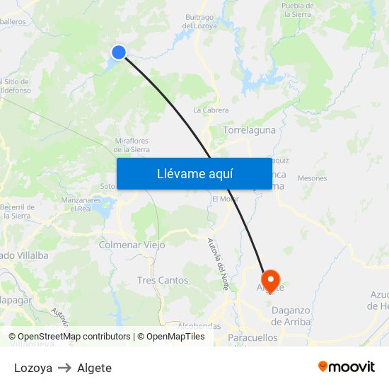 Lozoya to Algete map
