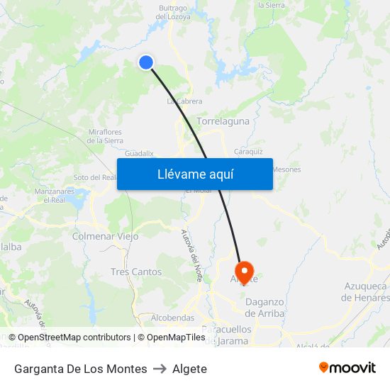 Garganta De Los Montes to Algete map