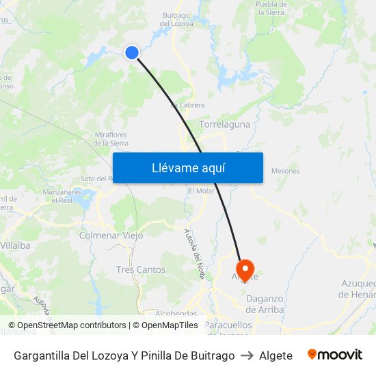 Gargantilla Del Lozoya Y Pinilla De Buitrago to Algete map