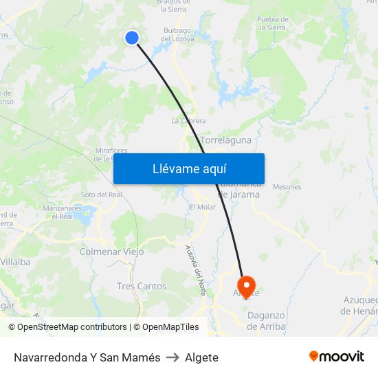 Navarredonda Y San Mamés to Algete map