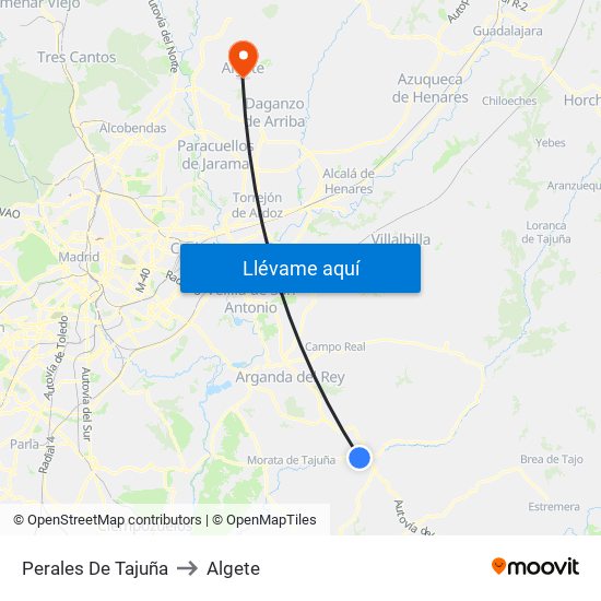 Perales De Tajuña to Algete map