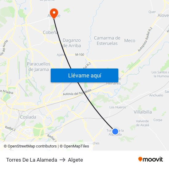 Torres De La Alameda to Algete map