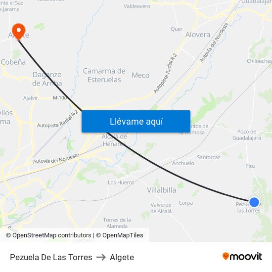 Pezuela De Las Torres to Algete map