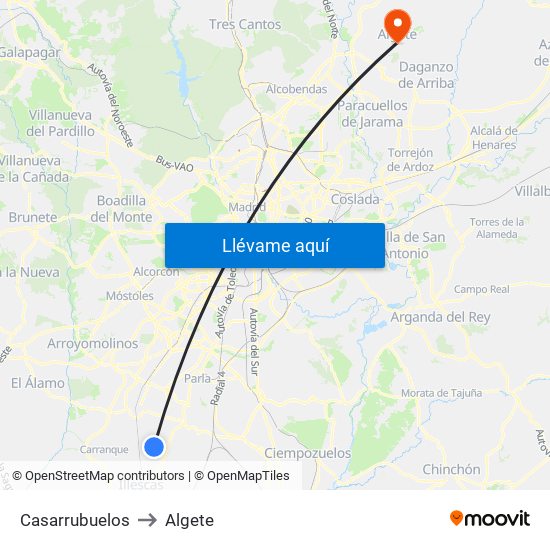 Casarrubuelos to Algete map