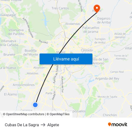 Cubas De La Sagra to Algete map