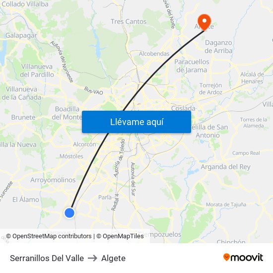 Serranillos Del Valle to Algete map