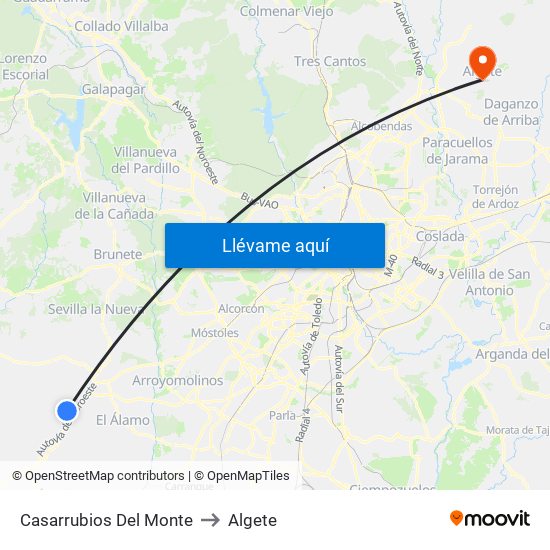 Casarrubios Del Monte to Algete map