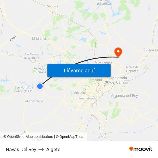 Navas Del Rey to Algete map