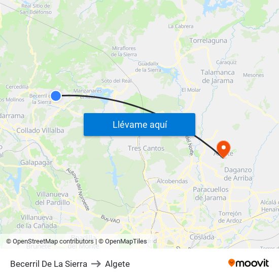 Becerril De La Sierra to Algete map