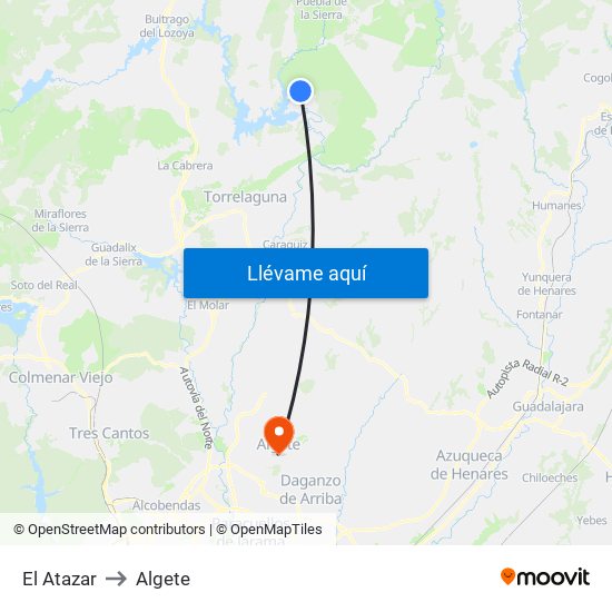 El Atazar to Algete map