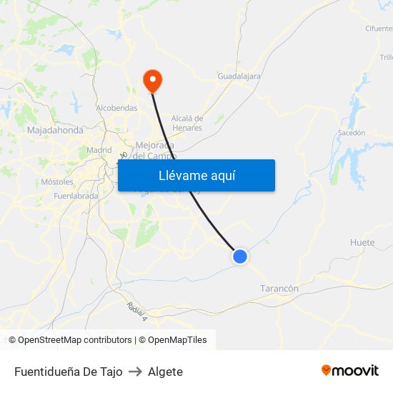 Fuentidueña De Tajo to Algete map