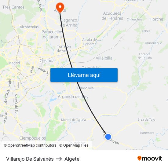 Villarejo De Salvanés to Algete map
