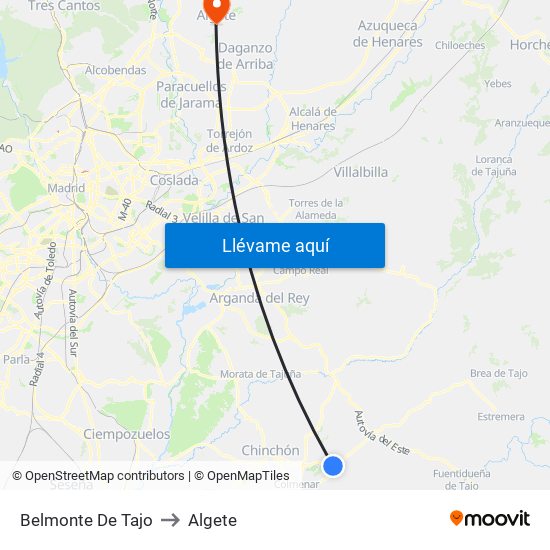 Belmonte De Tajo to Algete map