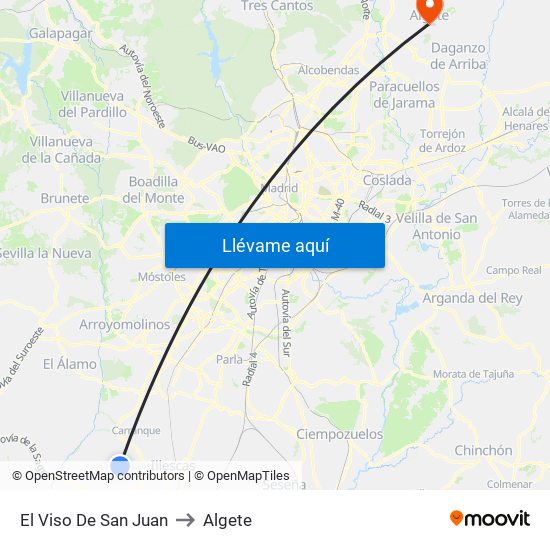 El Viso De San Juan to Algete map