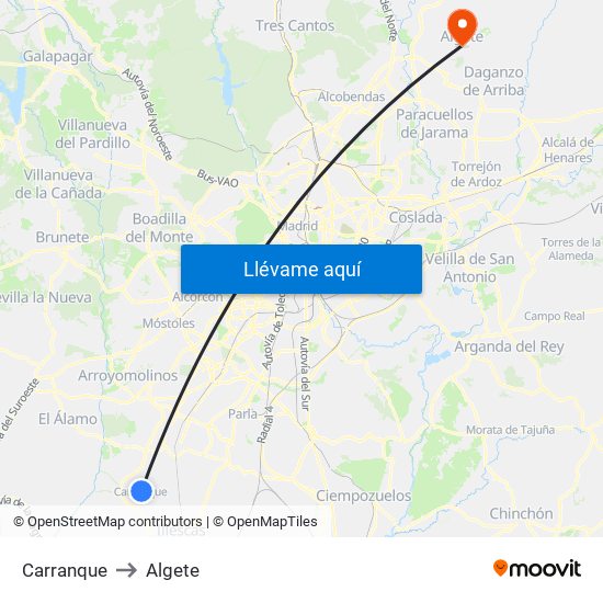 Carranque to Algete map