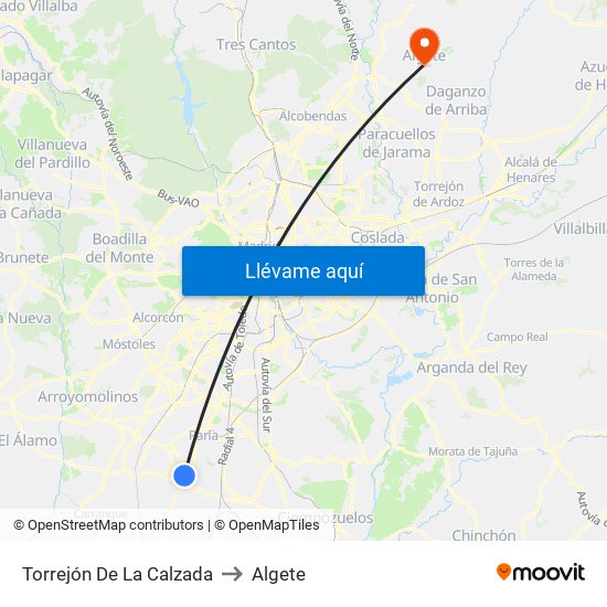 Torrejón De La Calzada to Algete map