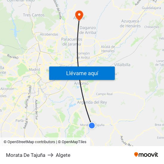 Morata De Tajuña to Algete map