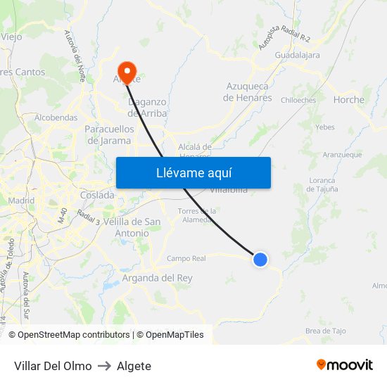 Villar Del Olmo to Algete map