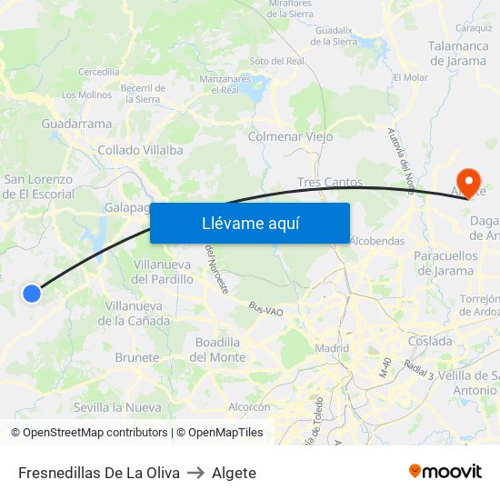 Fresnedillas De La Oliva to Algete map