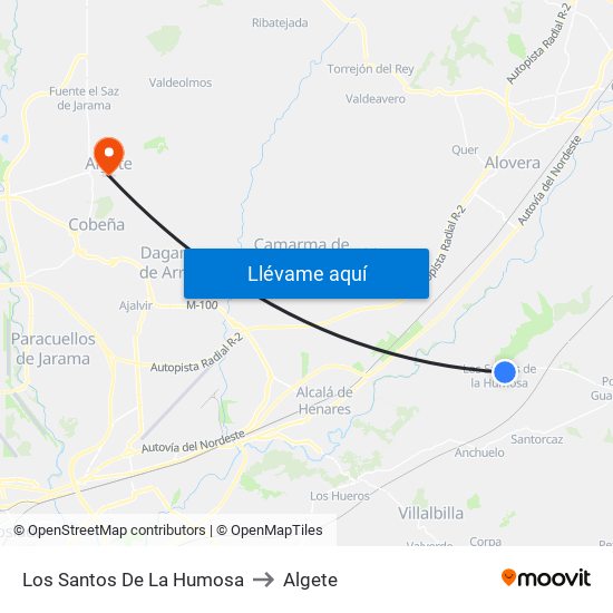 Los Santos De La Humosa to Algete map