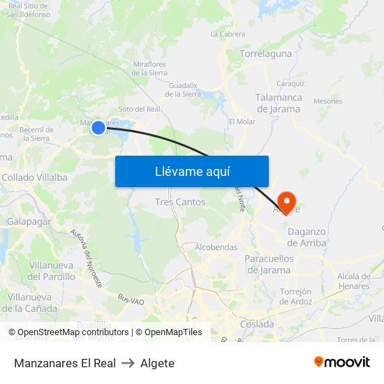 Manzanares El Real to Algete map