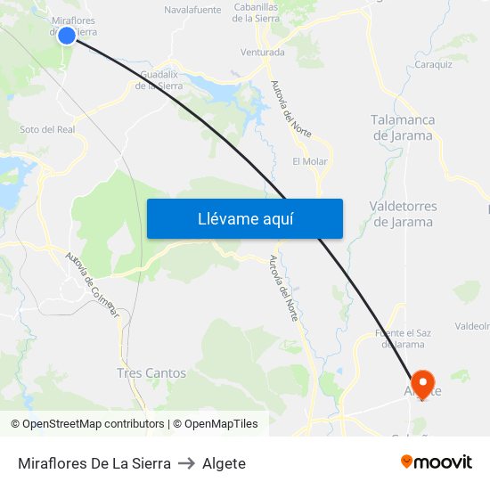 Miraflores De La Sierra to Algete map