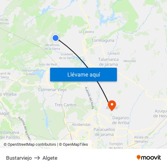 Bustarviejo to Algete map