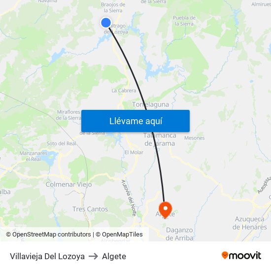Villavieja Del Lozoya to Algete map