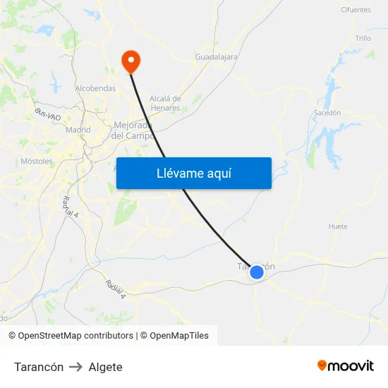 Tarancón to Algete map