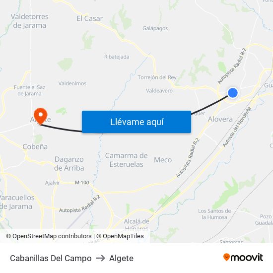 Cabanillas Del Campo to Algete map