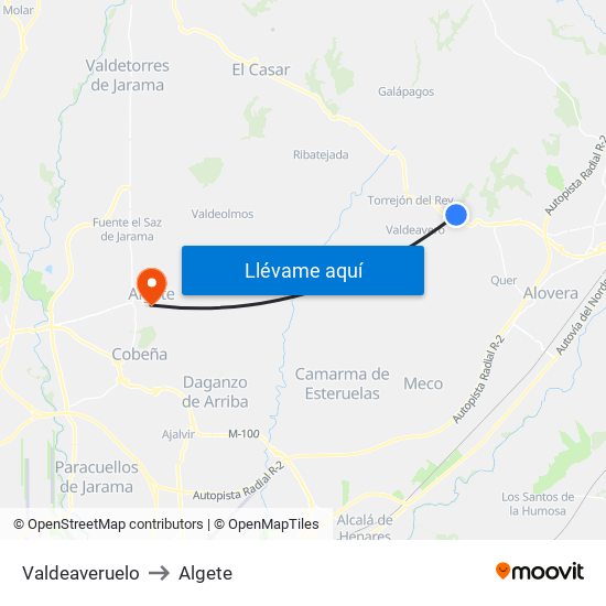 Valdeaveruelo to Algete map