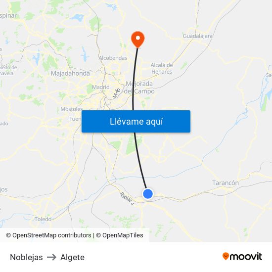 Noblejas to Algete map