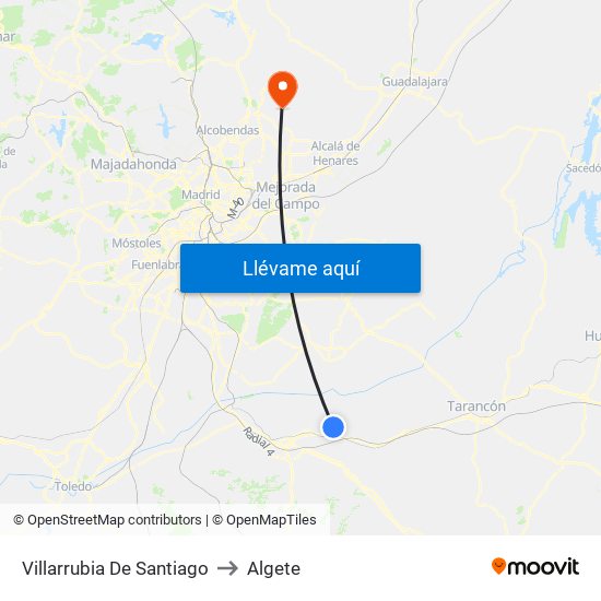 Villarrubia De Santiago to Algete map