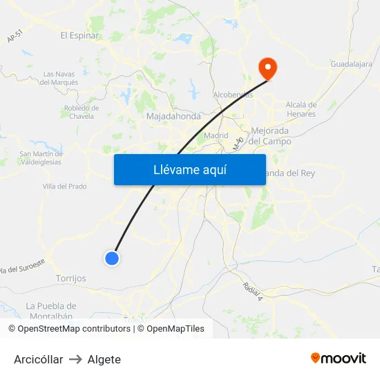 Arcicóllar to Algete map