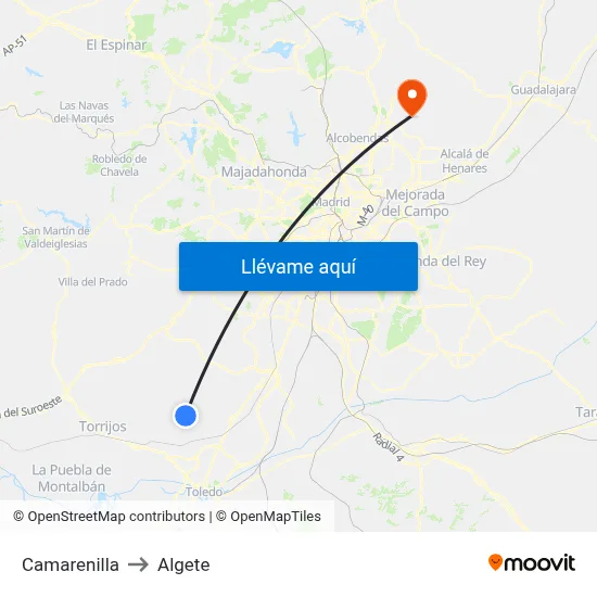 Camarenilla to Algete map
