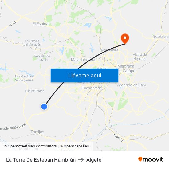 La Torre De Esteban Hambrán to Algete map