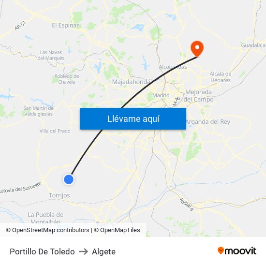 Portillo De Toledo to Algete map