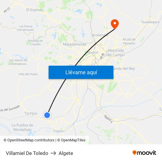 Villamiel De Toledo to Algete map