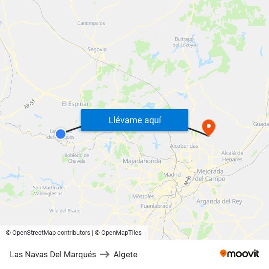 Las Navas Del Marqués to Algete map