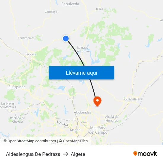 Aldealengua De Pedraza to Algete map