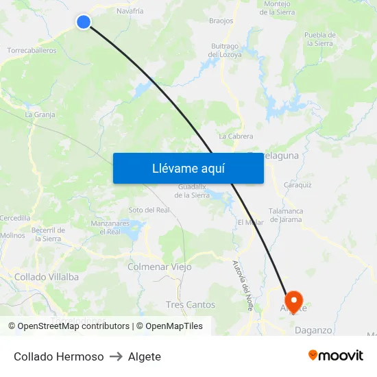 Collado Hermoso to Algete map