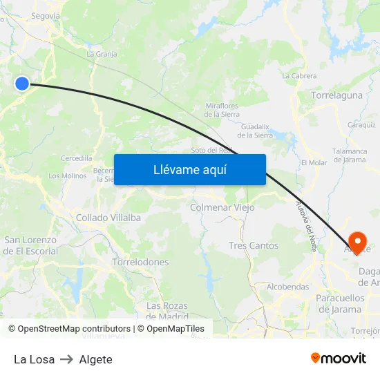 La Losa to Algete map